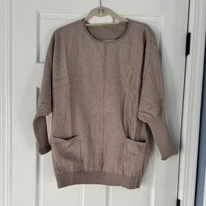 Emery Rose Blush Batwing Sleeve Sweater Size Medium Loose Fit Pullover Cozy Knit